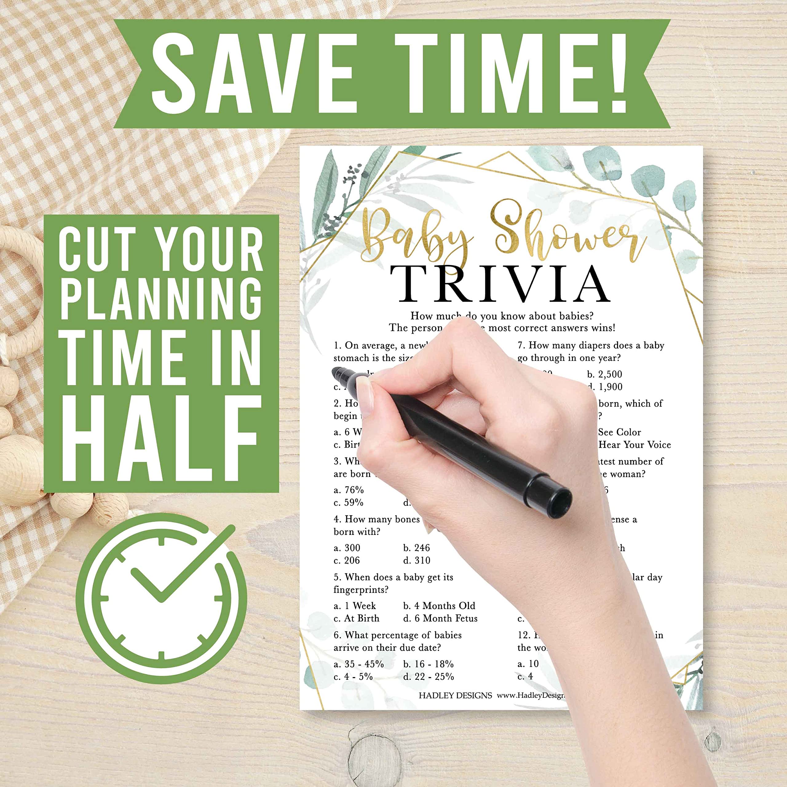 Buy 50 Greenery Baby Shower Games Gender Neutral 4 Games Double Sided