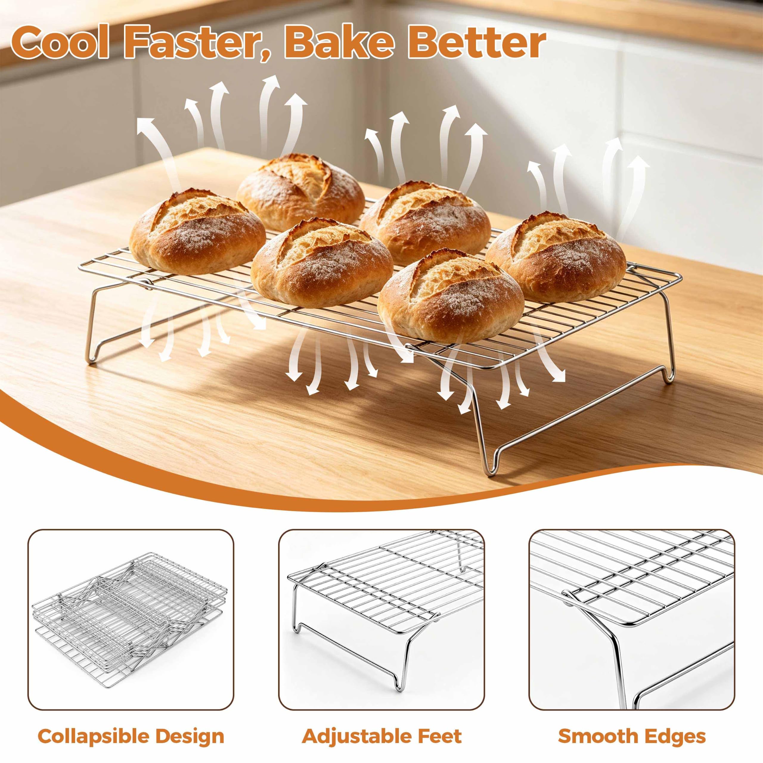 Homikit Lot de 5 grilles de refroidissement en acier inoxydable, 25,4 x
