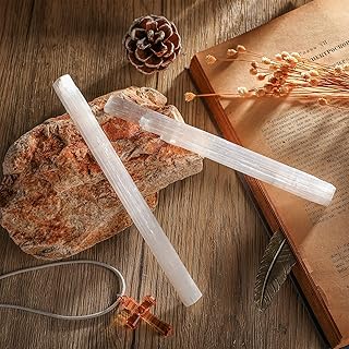 2 Pieces Crystal Selenite Wands Large Selenite Wands Bulk 8 Inch Healing Selenite Sticks Energy White Long Healing Stone f...