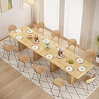 Vista 7 de Mesa de comedor de 78 pulgadas para 6, 8 y 10, moderna mesa de cocina rectangular de granja, mesas de comedor largas con base de tira de madera