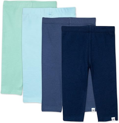 HonestBaby 4-Pack Organic Cotton Toddler Leggings, Green Ombre, 5T