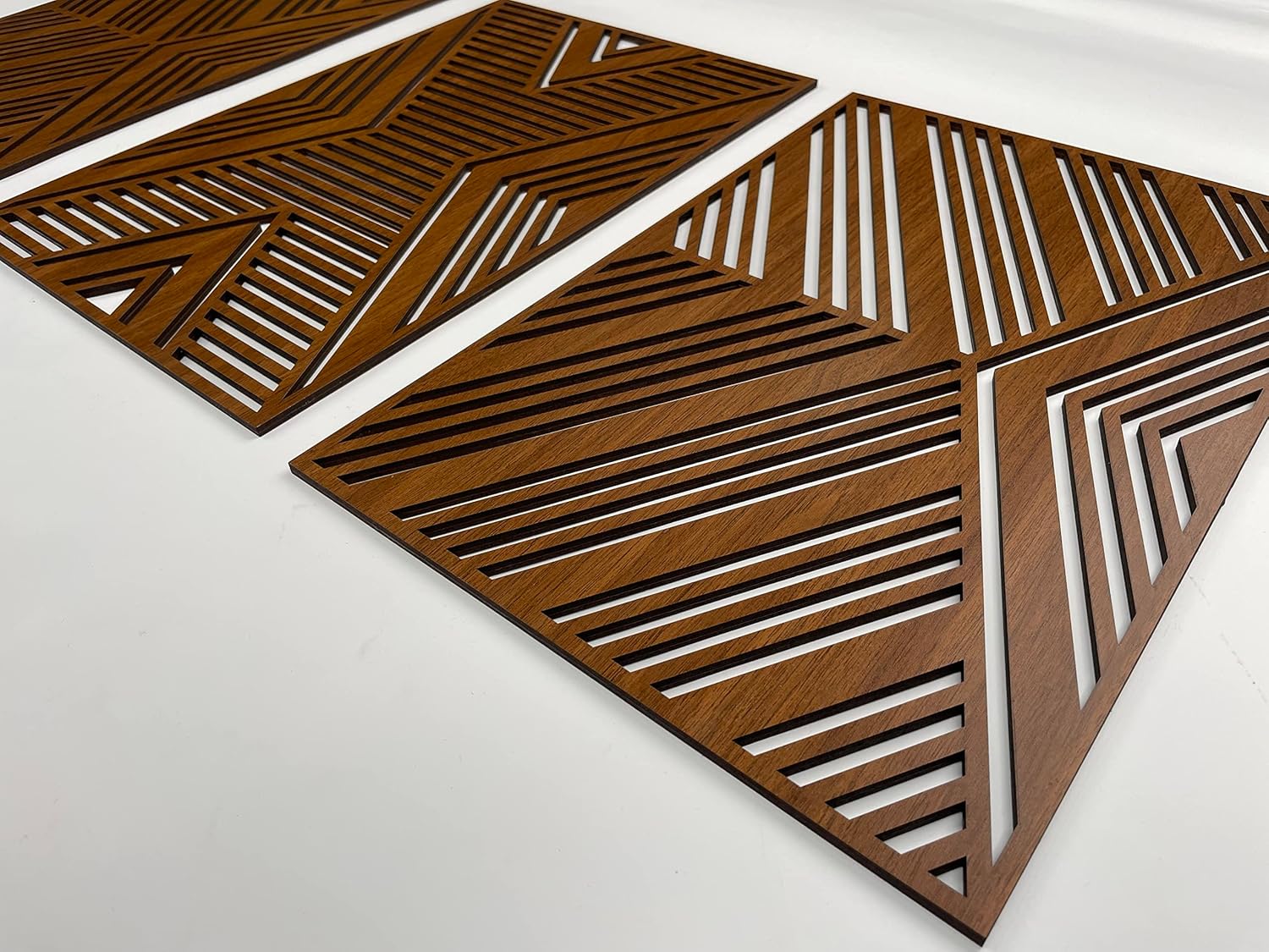Geometric patterns wood wall art decor, 3 piece wood wall decor, Extra large wooden wall art