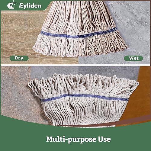 Miniatura 3 de Eyliden Trapeador de cuerda con extremo de bucle, trapeadores húmedos resistentes para limpieza de pisos, abrazadera de mandíbula de acero