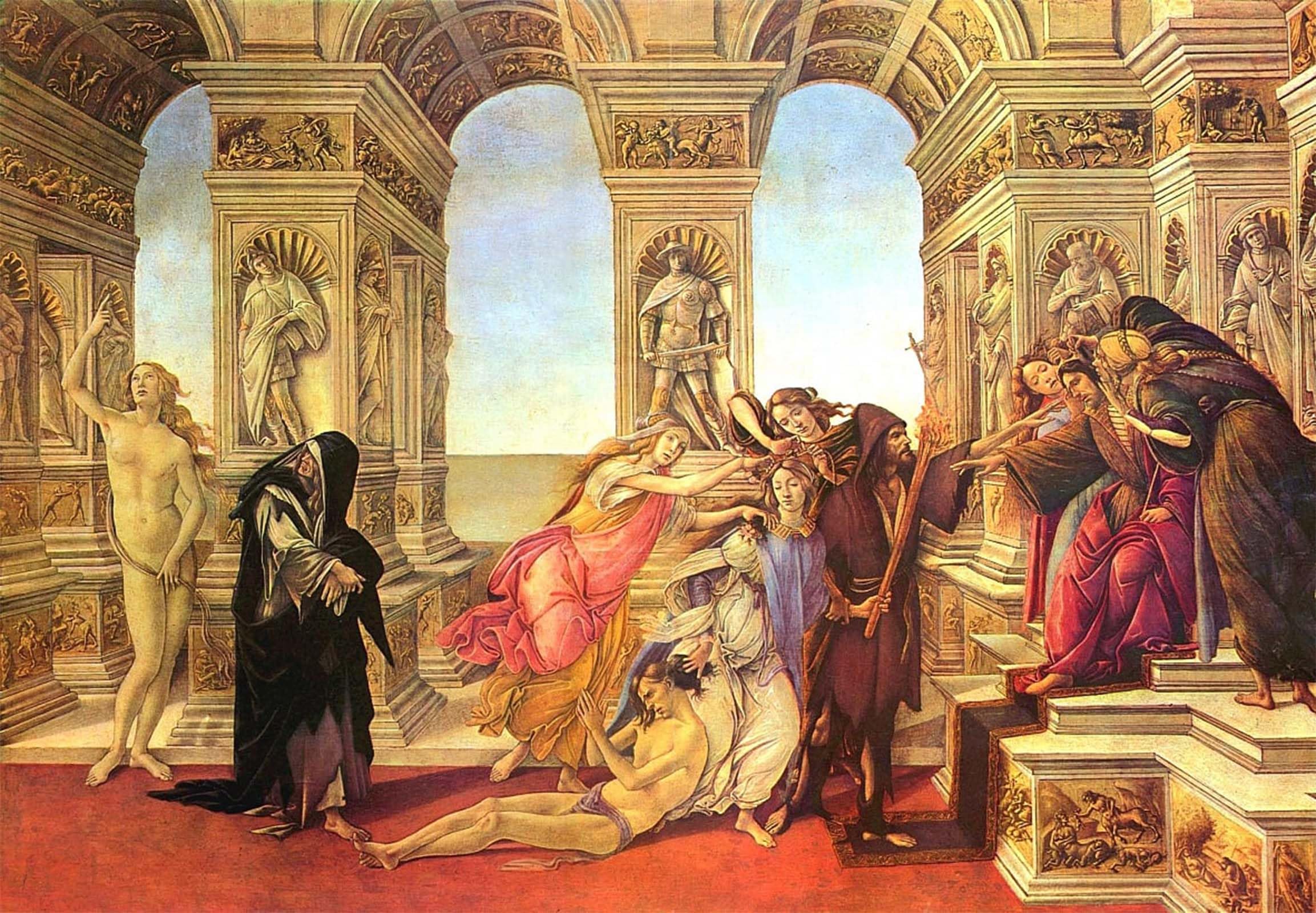 POSTERIIk Famous Modern Artwork Art Mural The slander of apelles by Sandro Botticelli Oil Paintings Pictures for Home Decor 60x90cm