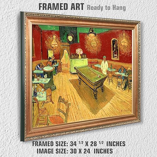 Miniatura 1298 de A&T ARTWORK The Starry Night de Vincent Van Gogh. Tamaño del marco: 36 x 30 pulgadas, tamaño de la imagen: 30 x 24 pulgadas, reproducciones clásicas