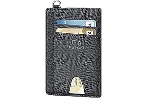 FurArt Minimalist Slim Leather Credit Card Holder Wallet Key Chain