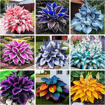 370+ Exotic Hosta Seeds for Planting, Perennial Heart-Shaped Hosta Bare Roots Leaves, Drought Tolerant Colorful Hosta Plants for Outdoor Garden