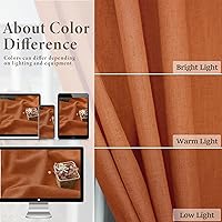 Vista 4 de Orange Linen Curtains 72 Inch Length for Living Room 2 Panels Set Back Tab Loop Pocket Semi Sheer Copper Brown Burnt Orange Curtains for Bedroom