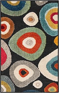 Rugs.com Outdoor Casablanca Collection Rug – 2x3 Multi Black Low-Pile Rug Perfect for Entryways, Kitchens, Breakfast Nooks, Accent Pieces