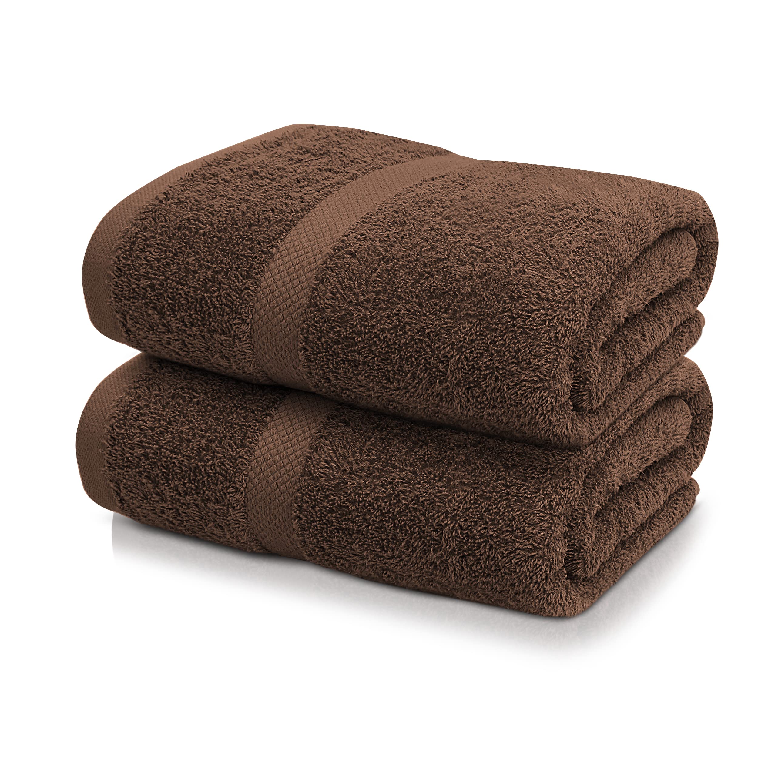 KEEPOZ 35" x 70" (2-Pack) Bath Sheets - Large Towels - Beach Towels Soft 100% Cotton Ring Spun Bathroom Towels, Highly Absorbent, Machine Washable, Towel Sets for College Dorm Not Bleach Proof (Brown)