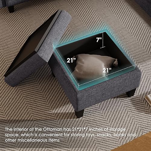Miniatura 7 de DHHU Fine Funiture - Juego de sofá modular reversible, sofá en forma de L con otomana para sala de estar, apartamento, oficina, gris