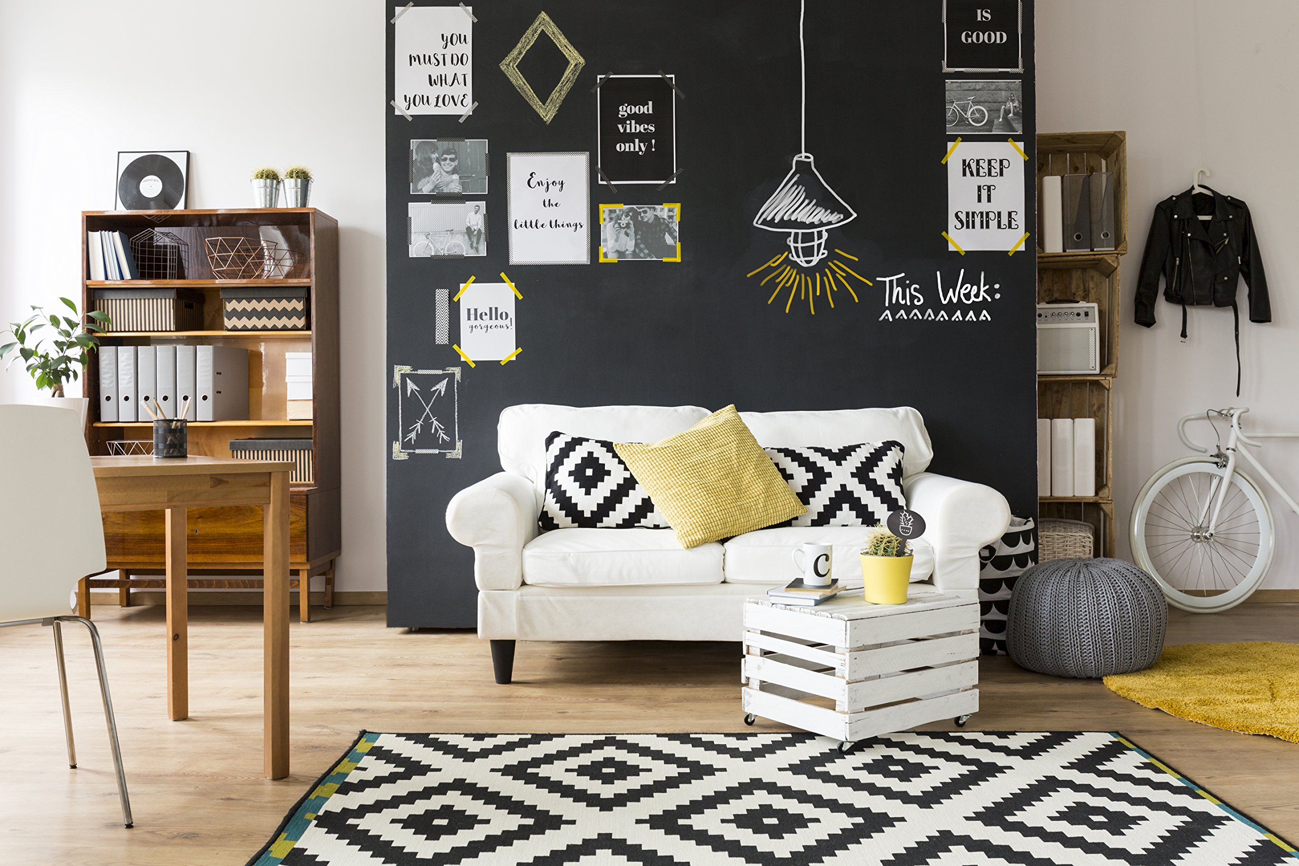 SECURIT - Vernice Acrilica da Lavagna - Resistente all'Acqua - Colore Nero | Atossica e Sicura - Uso Interno ed Esterno - Adatta a Camerette dei Bambini - Copre Fino a 30 m²