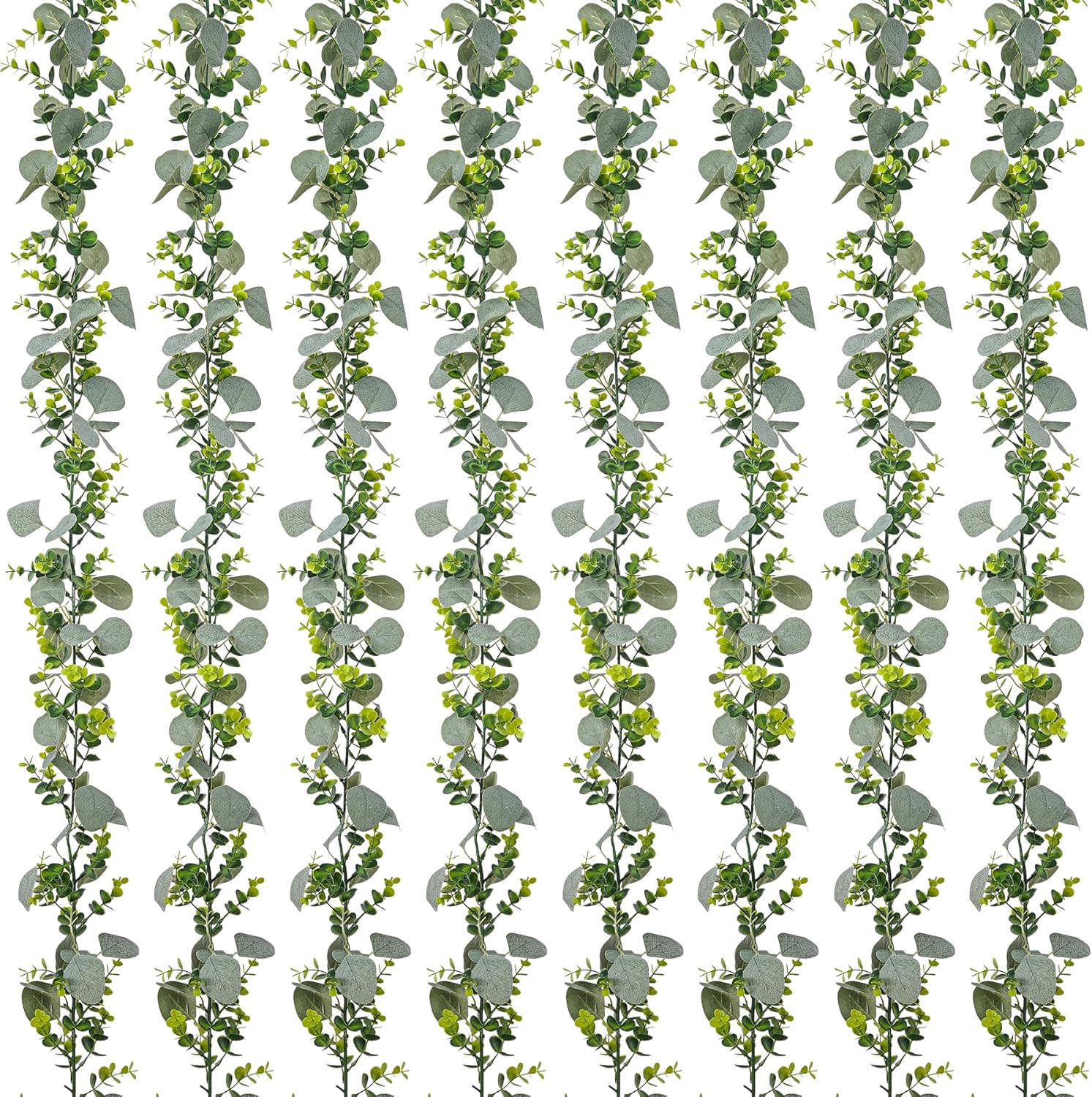 Artificial Eucalyptus Garland 8 Pack, 5.9ft Fake Greenery Garland Hang Vines for Bedroom Wedding Backdrop Arch Wall Table Party Mantle Decor Plants Indoor & Outdoor Use