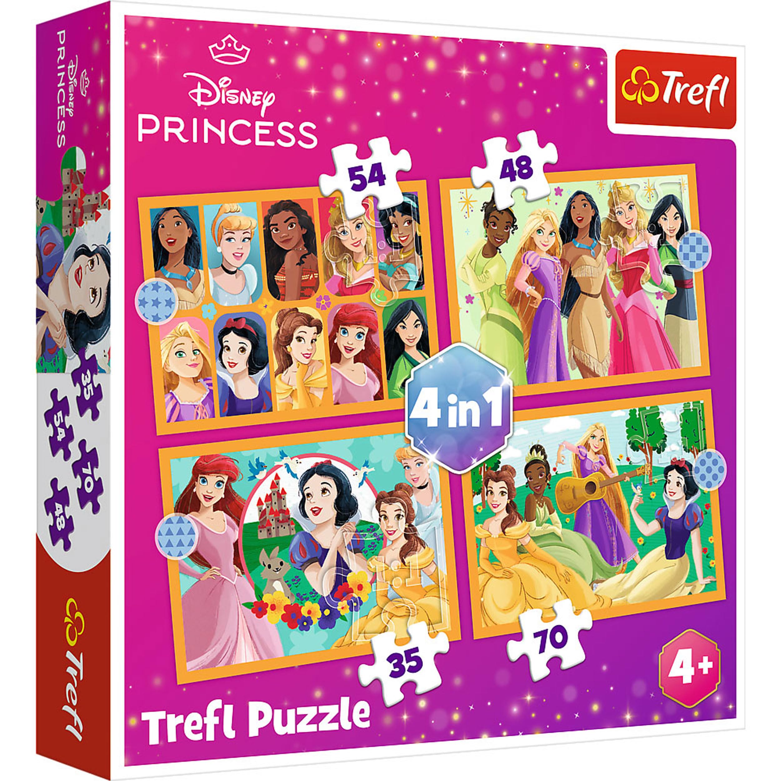 4 in 1 Puzzle - Disney Princess, Multicoloured, 28.5 x 20.5 cm