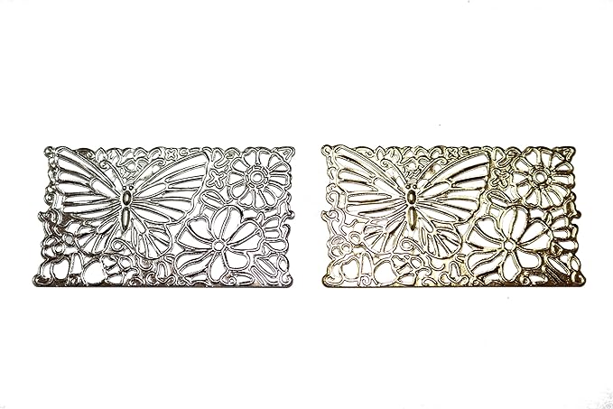 Amazon Jewel 透かしパーツ 長方形 蝶 ２枚 ゴールドorシルバー 座金 すかし ゴールド アクセサリーパーツ 通販