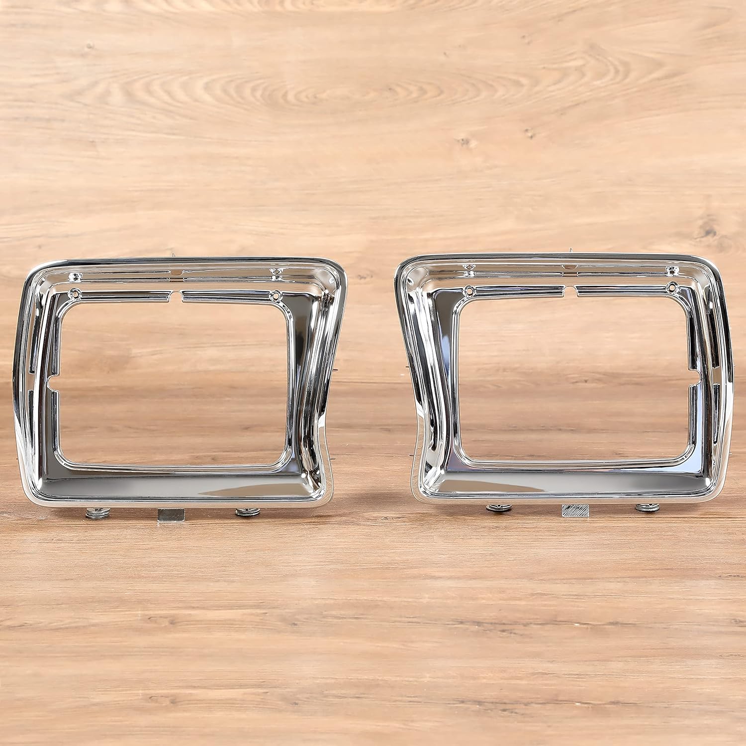 HECASA Headlight Bezel Pair Compatible with 1978-1979 Ford F-100 F-150 F-250 F-350 Bronco Truck Replacement for FO2513115 FO2512114 D8TZ13064E D8TZ13064F Left & Right Light Bezel Frame Chrome Silvery
