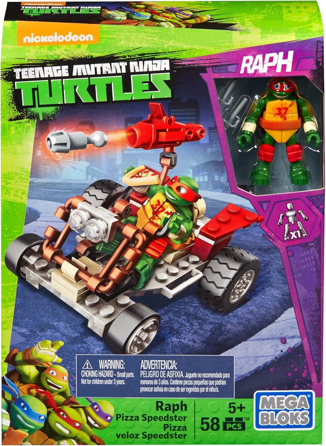 Mega Bloks Teenage Mutant Ninja Turtles Ninja Racers, Raphael Pizza Speedster