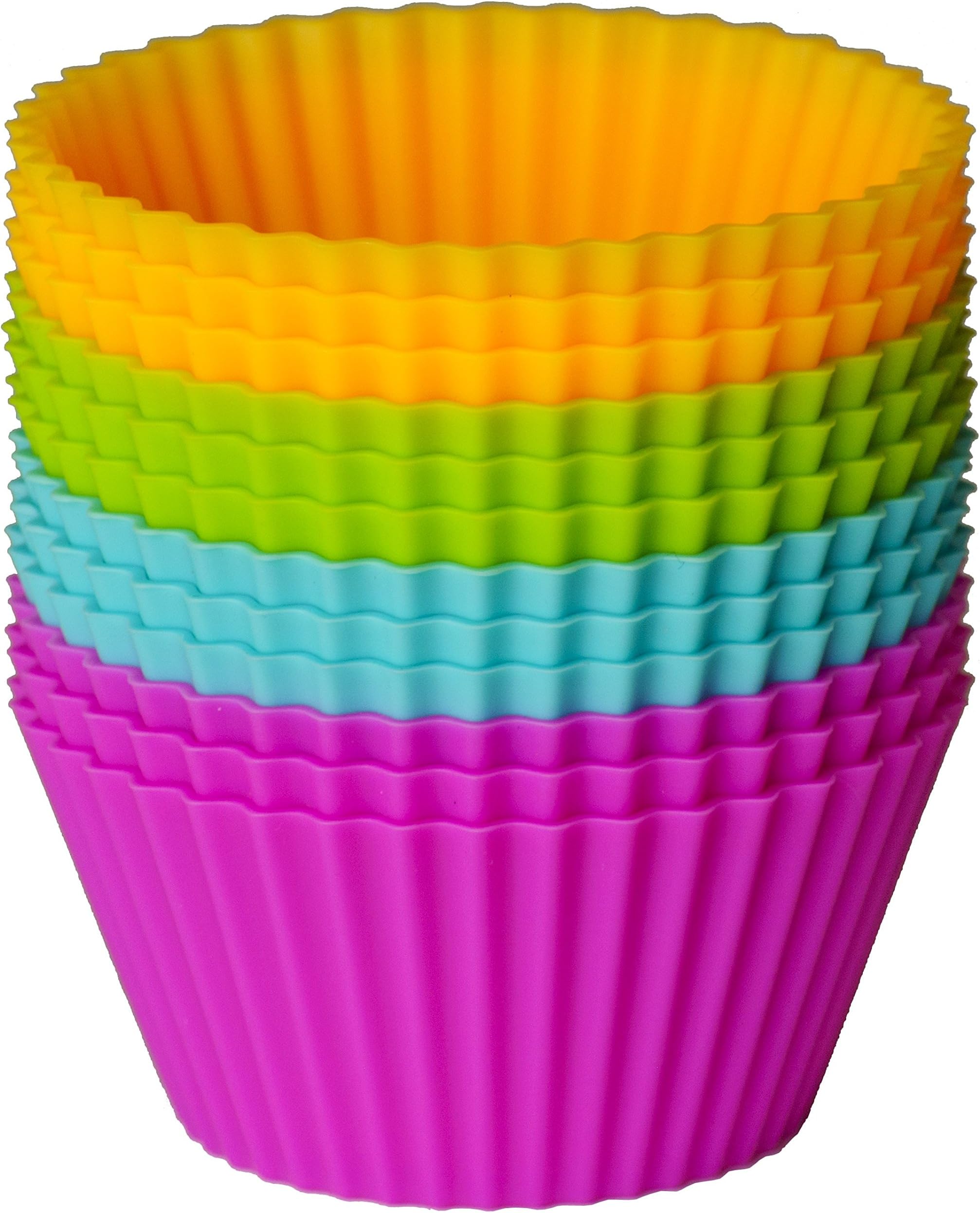 Pantry Elements Silicone Baking Cups, Island Collection - 12 Tropical Cupcake Liners in a Container