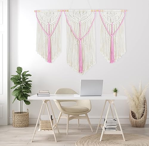 Miniatura 7 de SEBKQ Tapiz tejido de macramé grande para colgar en la pared, estilo nórdico, estilo nórdico, decoración de pared para dormitorio, sala de estar,
