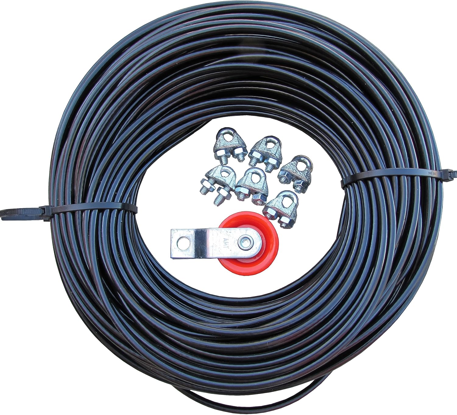 Dog Run Aerial Overhead Trolley - Heavy Cable for Small to X-Large Dogs (125') Tie Out Runner