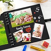 Vista 5 de Bstorify - Álbumes de fotos cuadrados de 36 páginas de 18 x 18 cm, papel kraft negro grueso, 250 g/m², libro de recuerdos, cierre de cinta, ideal