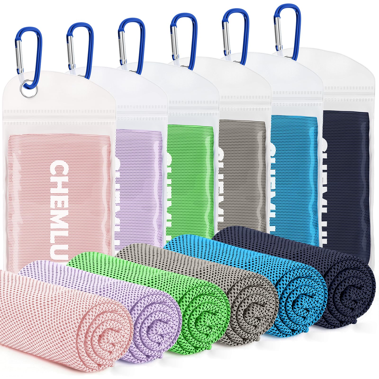 CHEMLUK Cooling Towels 6 Packs: Instant Cool Towel for Hot Weather Neck and Face UV Protection Quick Dry Microfibre Sweat Towels for Gym Yoga Running Camping Workout Sports Travel — image 1