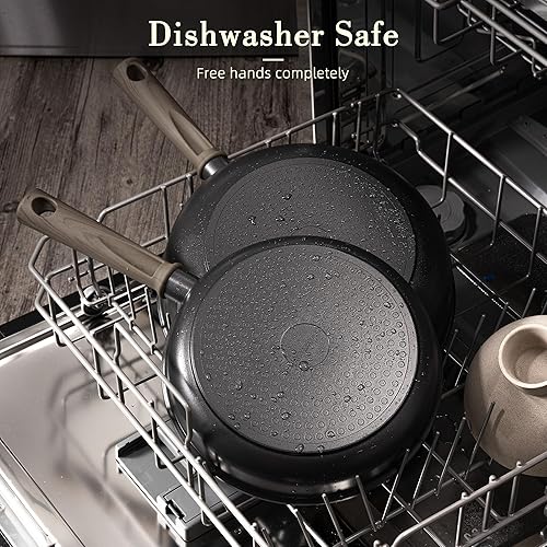 Miniatura 7 de Astercook Juego de ollas y sartenes antiadherentes, juegos de utensilios de cocina de inducción de titanio no tóxicos saludables para cocinar con