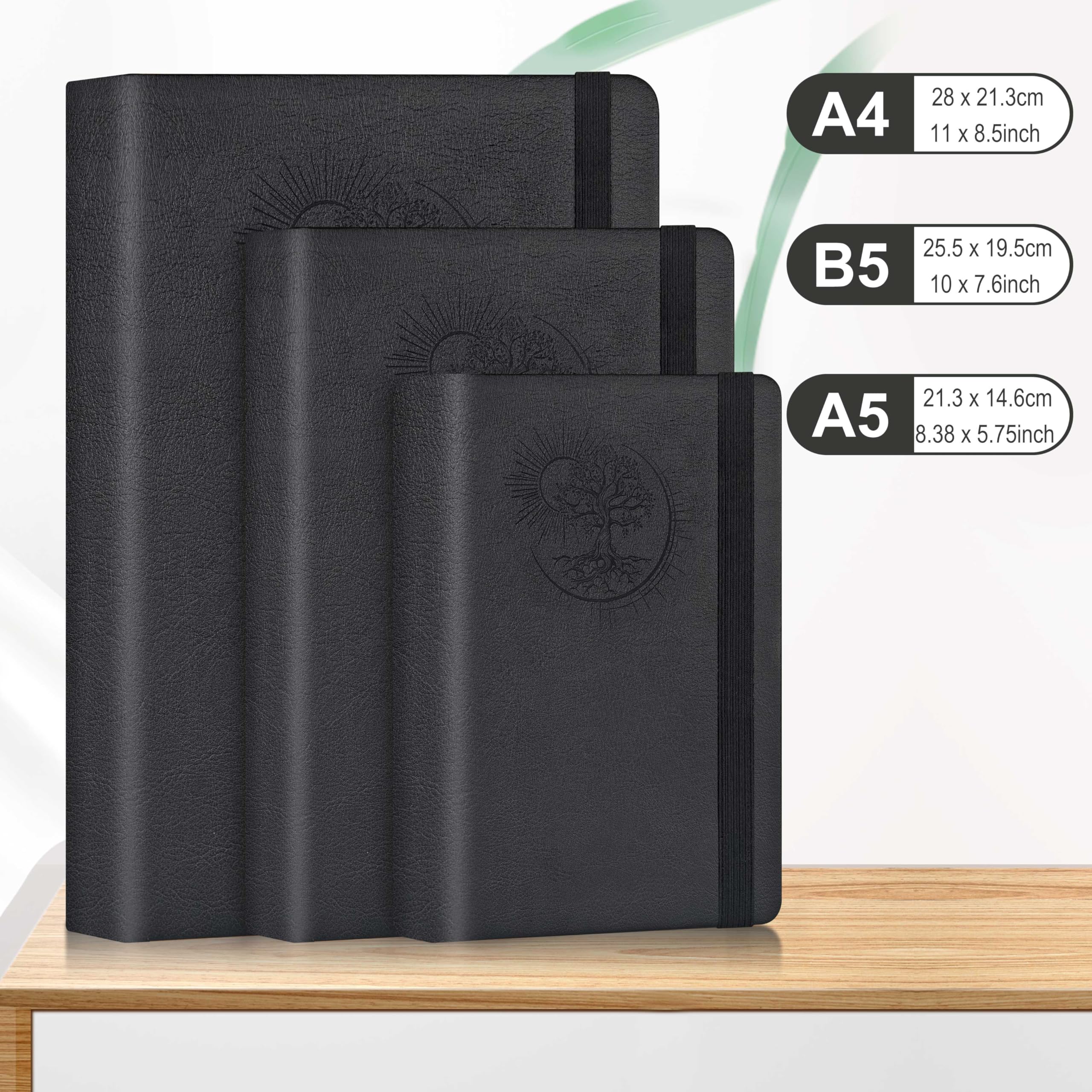 Mlife A5 Notebook with Tree of Life Design, 360 Pages, 100g Paper, PU Cover, Elastic Band, Pen Holder, 3 Bookmarks - Image 2