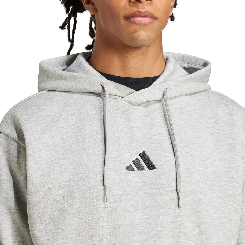 adidas Men's Essentials 3-Stripes Fleece Hoodie, Medium Grey Heather/Black, Large image 5
