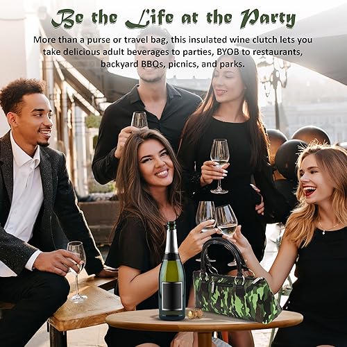 Miniatura 8 de Bolsa de mano de vino (aislamiento térmico) Bolsa de transporte para mujer  Sostiene botellas rojas y blancas de 25.4 fl oz  Moda de moda  Incluye