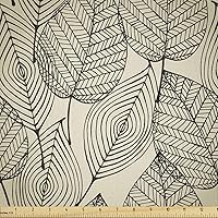 Vista 6 de Ambesonne The Yard, tela marfil de pétalos victorianos medievales barrocos de tonos suaves, patrón de primavera, tela de microfibra para artes