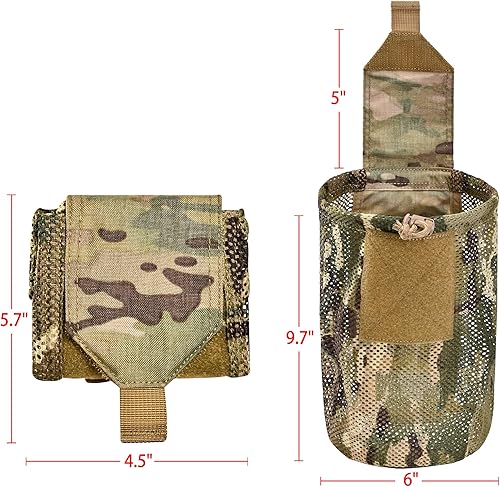Miniatura 3 de SABADO MOLLE - Bolsa táctica de malla con cordón para montaje en cinturón, plegable, flexible, duradera, con gancho y bucle, se despliega con una