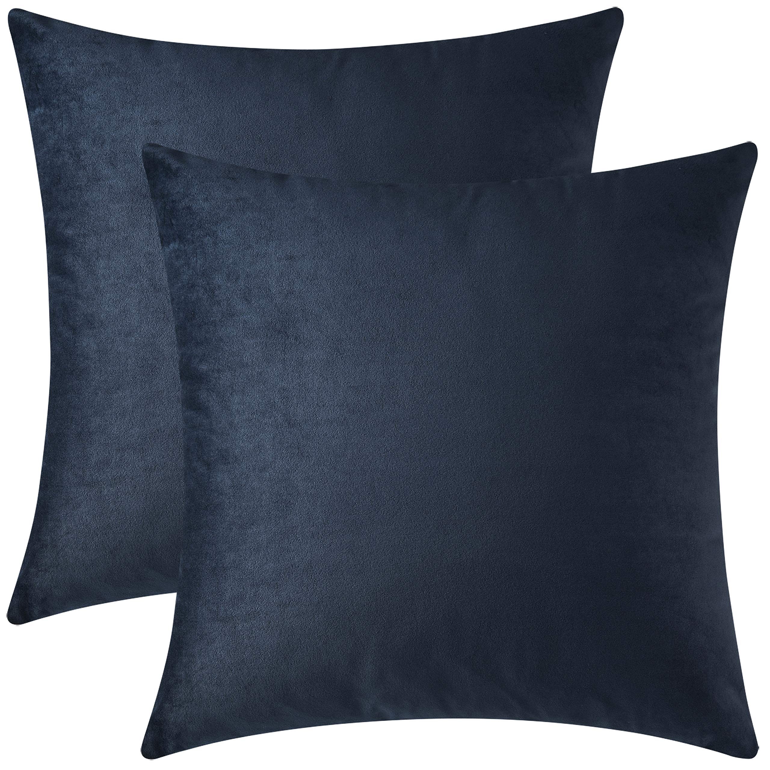 MixhugMixhug Decorative Throw Pillow Covers, Velvet Cushion Covers, Solid Throw Pillow Cases for Couch and Bed Pillows, Midnight Blue, 20 x 20 Inches, Set of 2