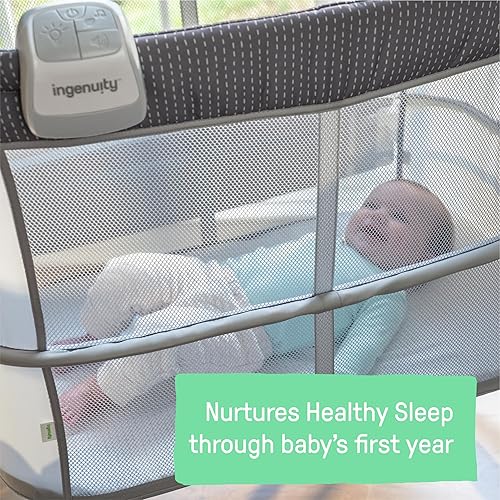 Miniatura 6 de Ingenuity Dream & Grow - Moisés para bebé con colchón AirLoom para edades de 0 a 12 meses, altura ajustable, costura a mano (gris)