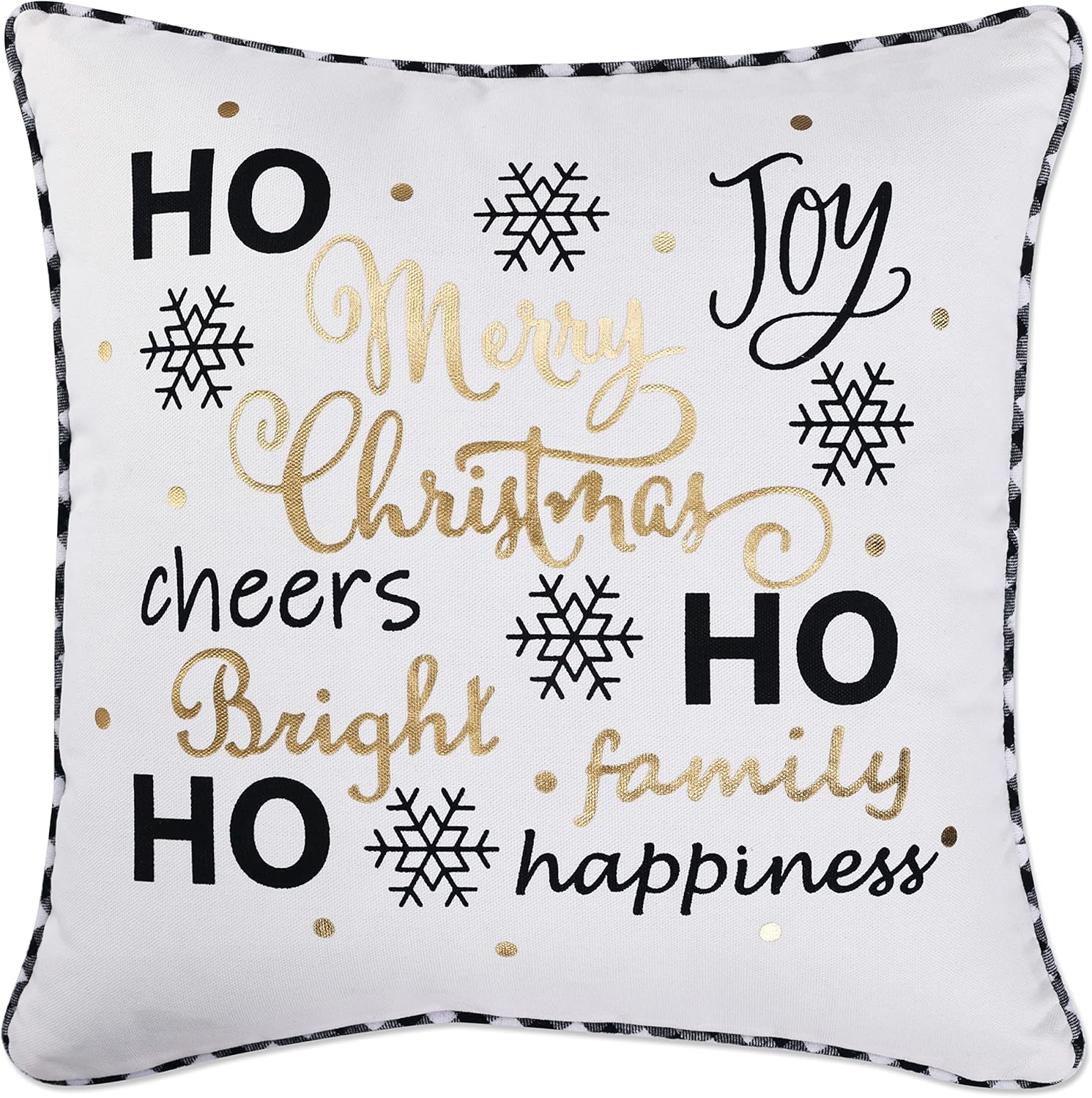 Pillow Perfect Outdoor | Indoor Merry Check Rectangular Throw Pillow Black/White 11.5" x 18.5"