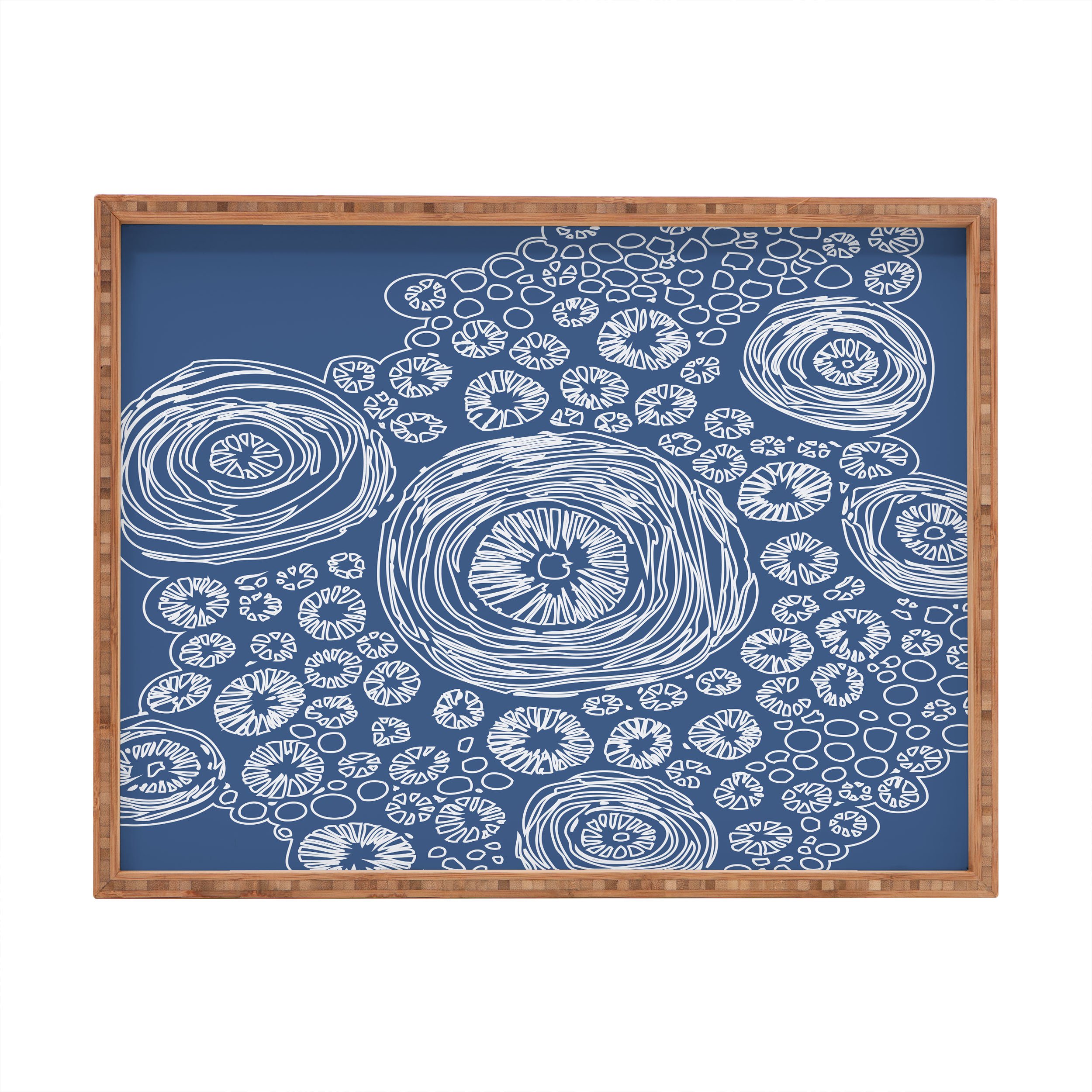 Deny DesignsJulia Da Rocha Bluflower Indoor/Outdoor Rectangular Tray, 14" x 18"