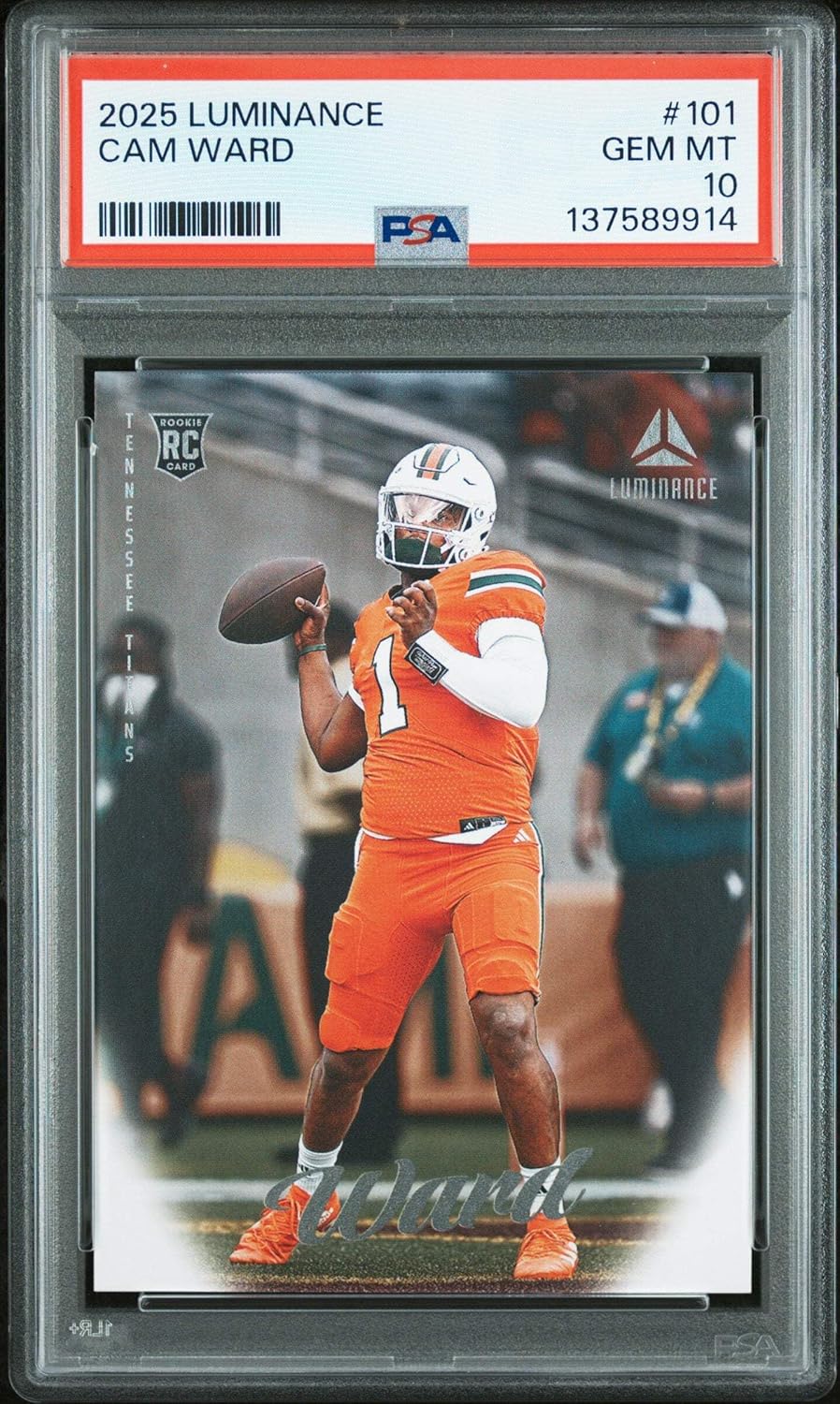 Graded 2025 Panini Luminance Cam Ward #101 Rookie RC Football Card PSA 10 Gem Mint