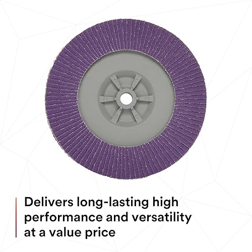 Miniatura 82 de 3M Disco de solapa 769F, tipo 27, 80+, 4-1/2 in x 7/8 in, abrasivo de alto rendimiento, disco de pulido y acabado de grano de precisión de cerámica