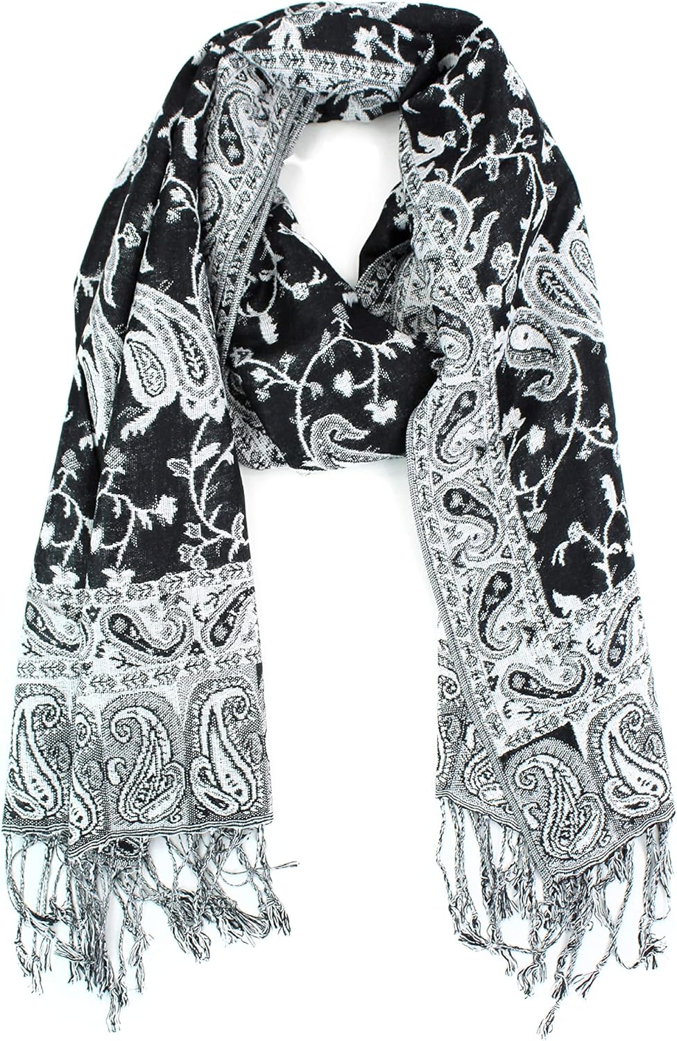 PASKMLNA Reversible Paisley Pashmina Shawl Wrap Elegant Colors - Image 2
