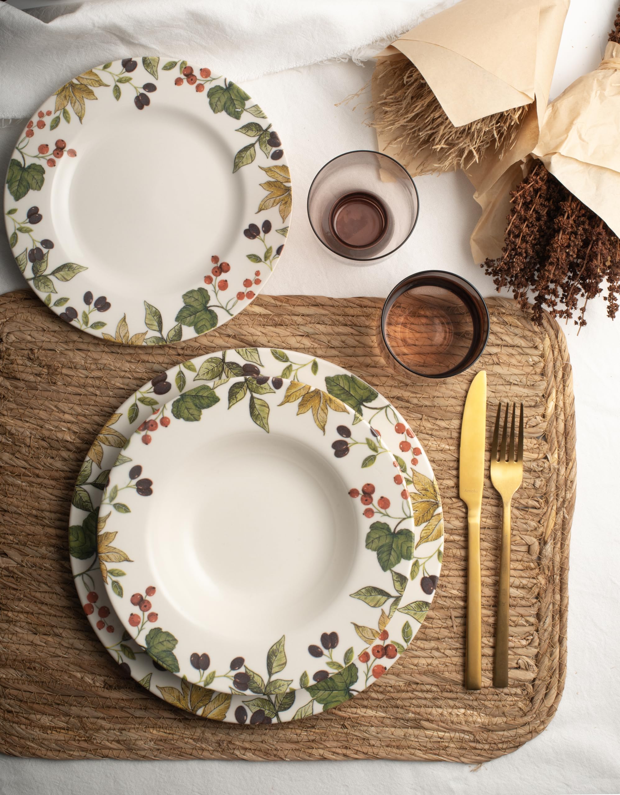 James Sadler & Sons – Servizio Tavola 18 Pezzi “Fruit of Forest” in Earthenware Decorato – Lavabile in Lavastoviglie e adatto al Microonde
