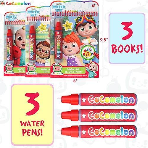 Miniatura 7 de Creative Kids Cocomelon Water Books - Libros para colorear al agua para niños pequeños juego de 3 libros paquete de bloc de revelación pintura con
