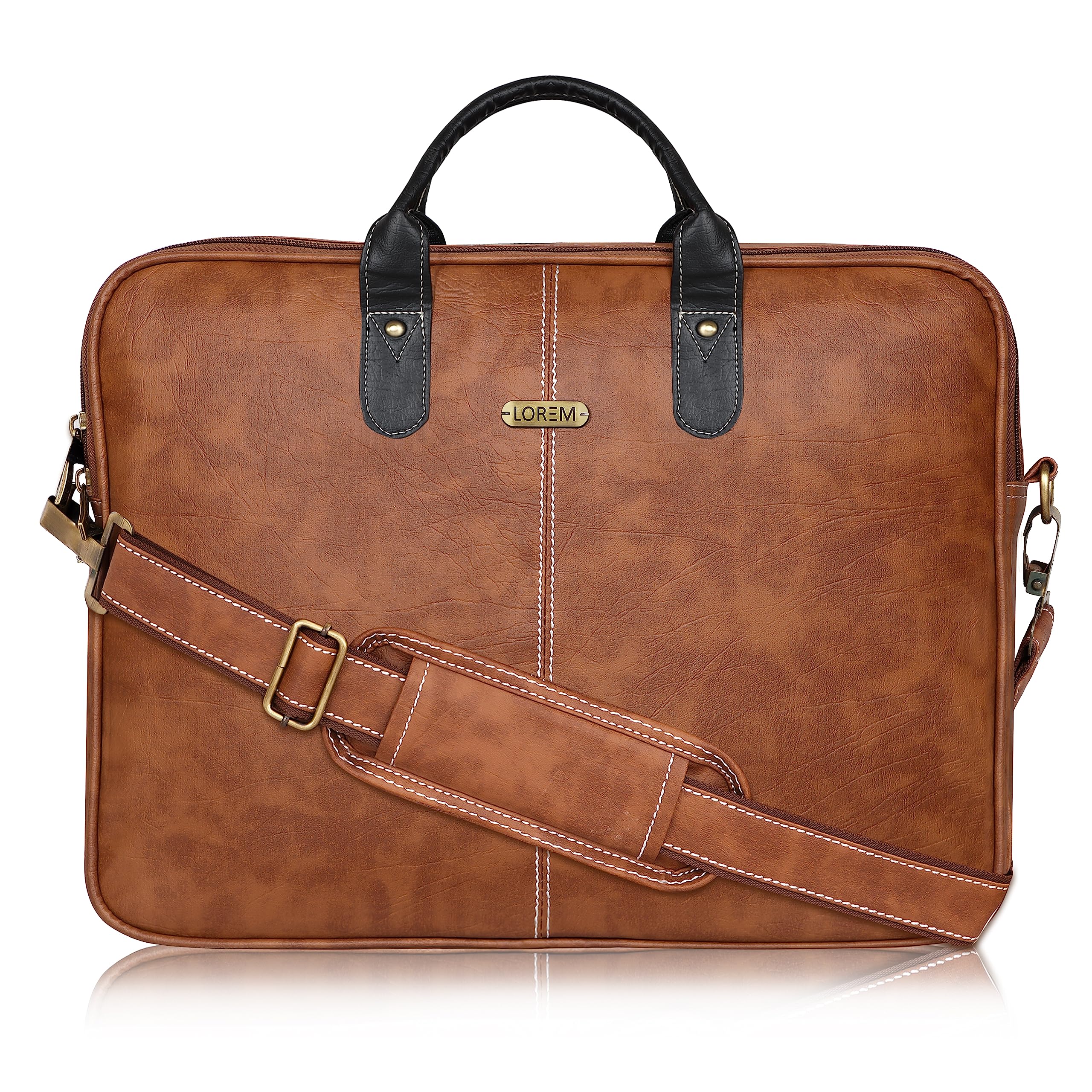 LOREM Premium Tan Color faux leather 10L Laptop Messenger Bag For Men & Women New BG68 (B0CWD9H95X) Amazon Price History, Amazon Price Tracker