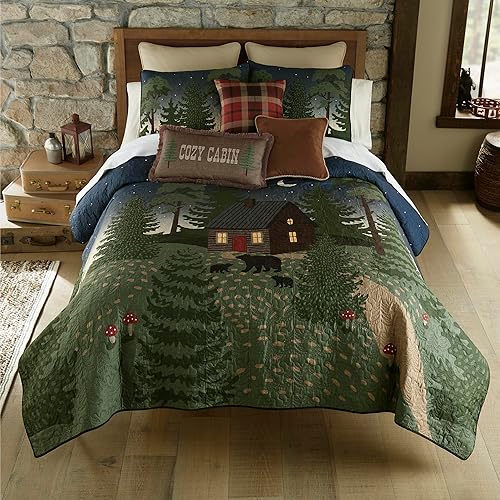 Miniatura 5 de Donna Sharp Juego de ropa de cama Queen  3 piezas  Juego de edredón Bear Cottage Lodge con edredón Queen y fundas de almohada estándar  Lavable a