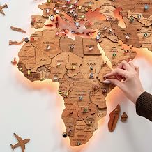 Enjoy The Wood 3D Wooden World Map with LED 3.0 - Modern Decorative Wall Art for Home - LED Lighting Gifts for Home Decor Oak