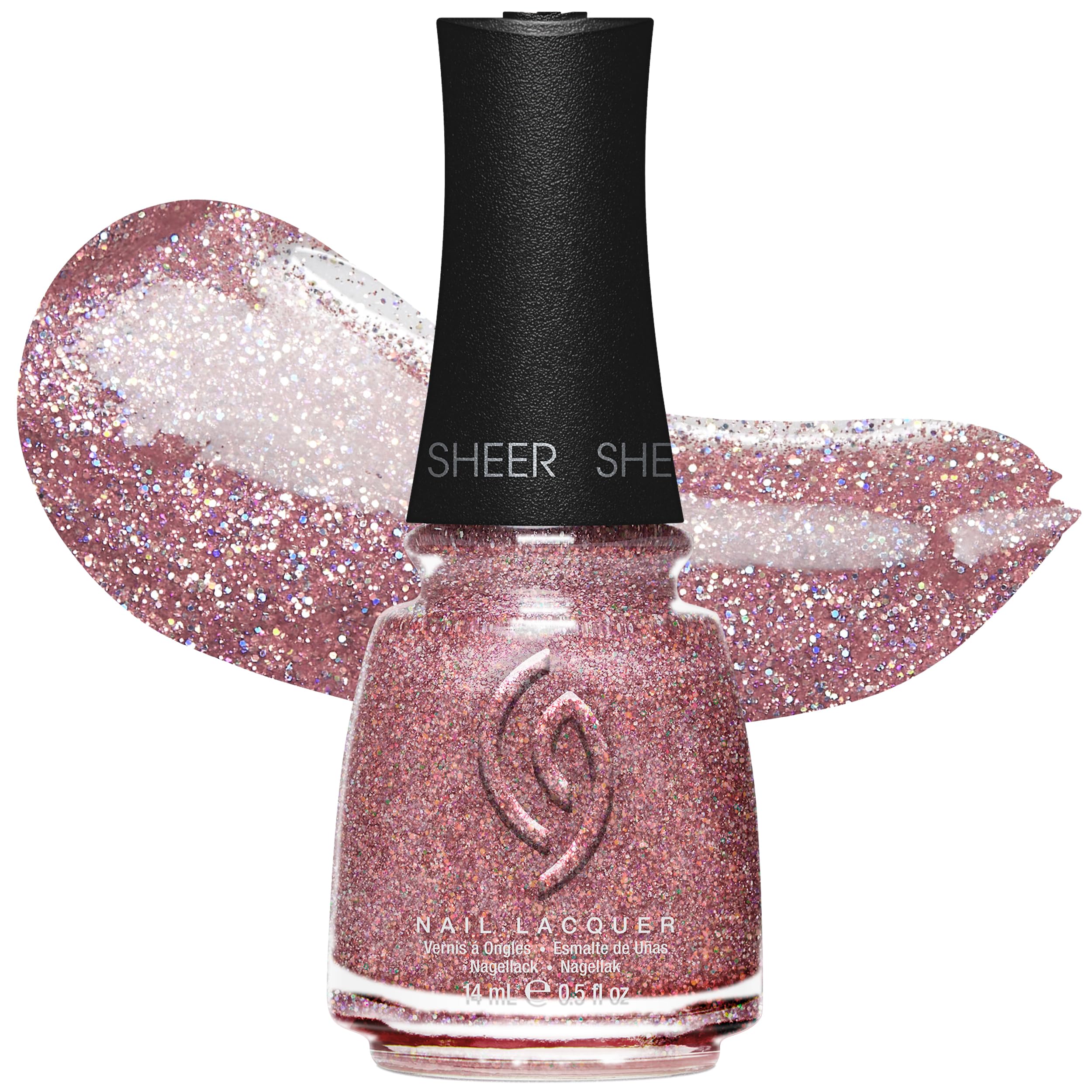 CG Nail Polish You're Too Sweet – Rose Gold Glitter, Nail Lacquer for Salon-Quality DIY Manicure, Chip-Resistant, Glossy Finish, 0.5 fl oz