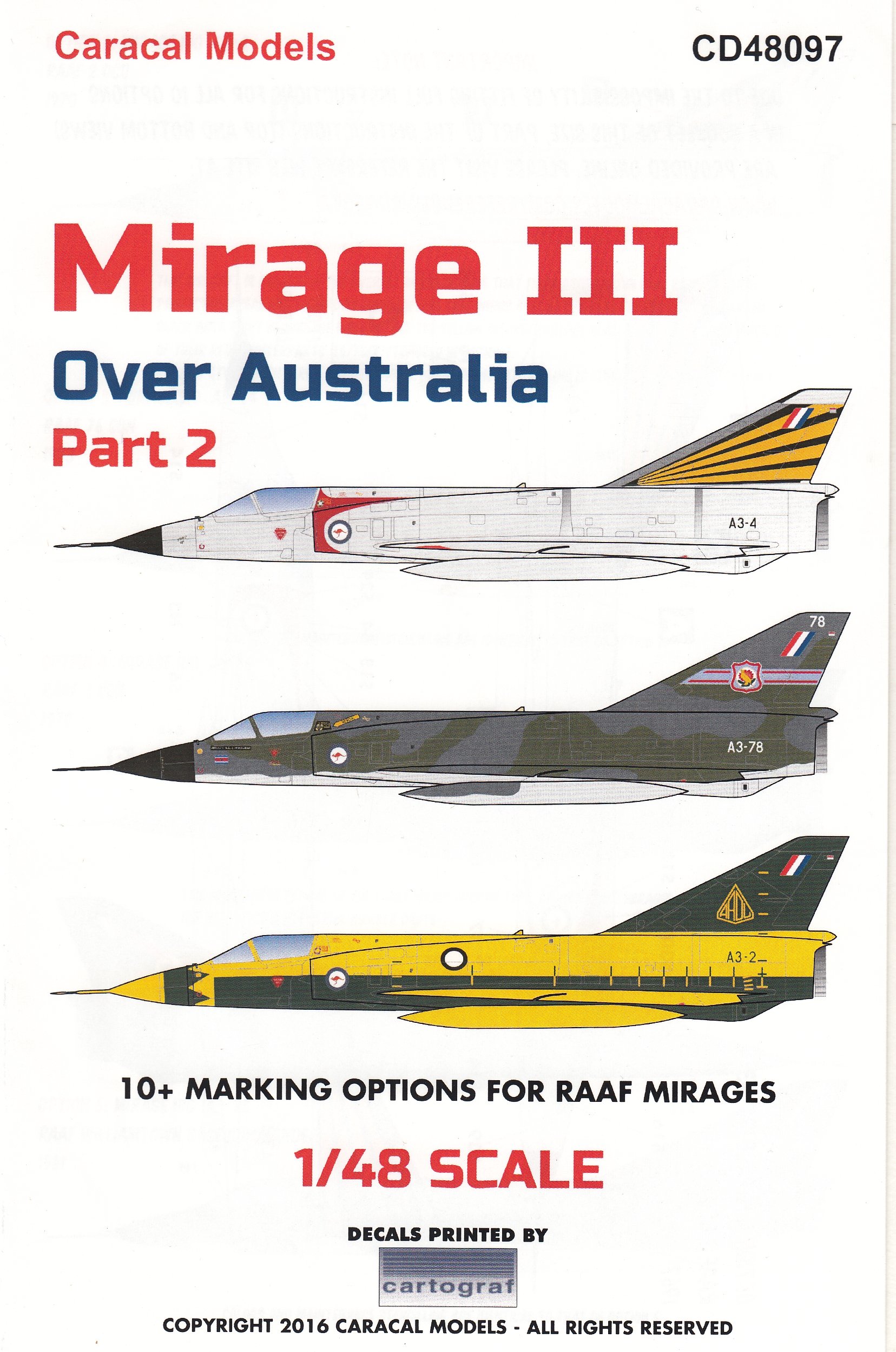 Buy CARCD48097 148 Caracal Models Decals Mirage III Over Australia Part 2 [WATERSLIDE DECAL