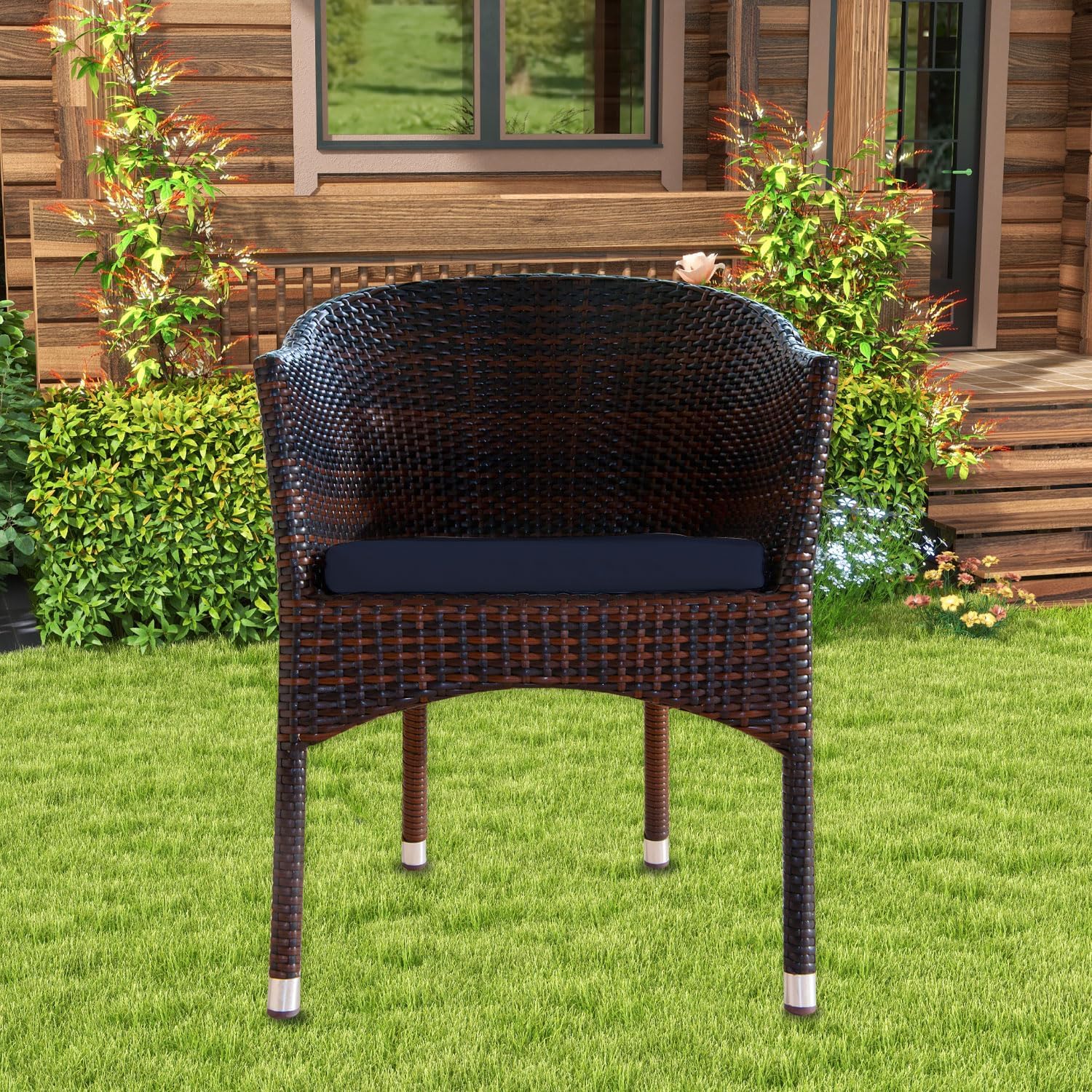 Patio Cushion Covers Only 24x24x4 inch 4 Pack Waterproof Outdoor Cushion Covers Outdoor Seat Cushion Slipcover with Zipper (Navy Blue)