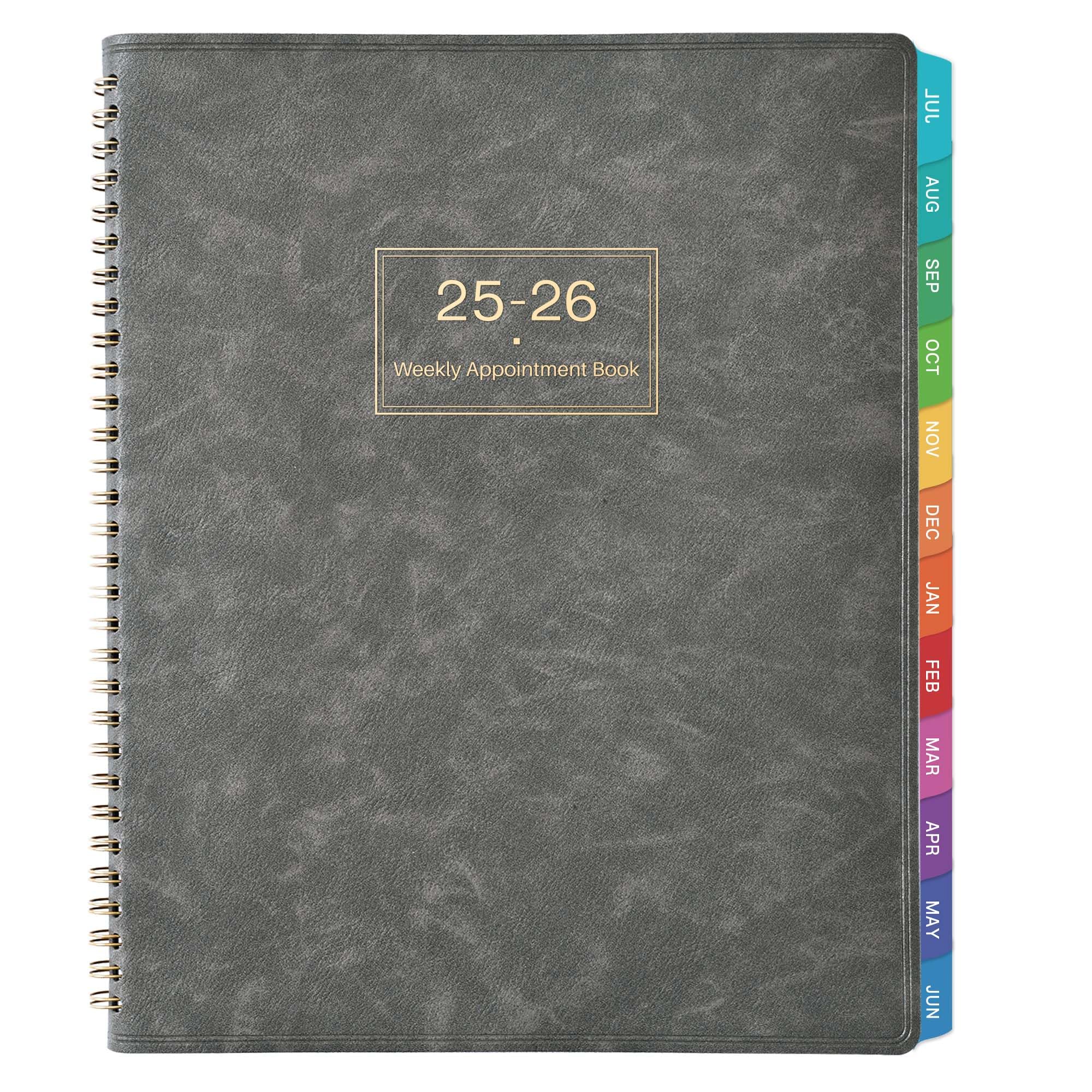 2025 Appointment Book/Planner - Weekly Appointment Book/Planner 2025, Jan 2025 - Dec 2025, 8" x 10", 2025 Daily/Hourly Planner with Tabs, 15-Minute Interval, Flexible Soft Cover - Grey