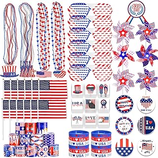 MGparty 4th of July Accessories, 138Pcs Patriotic Party Favors Supplies Set Fourth of July Decorations Independence Day Celebrations Memorial Day Decor Classroom Prizes for kids