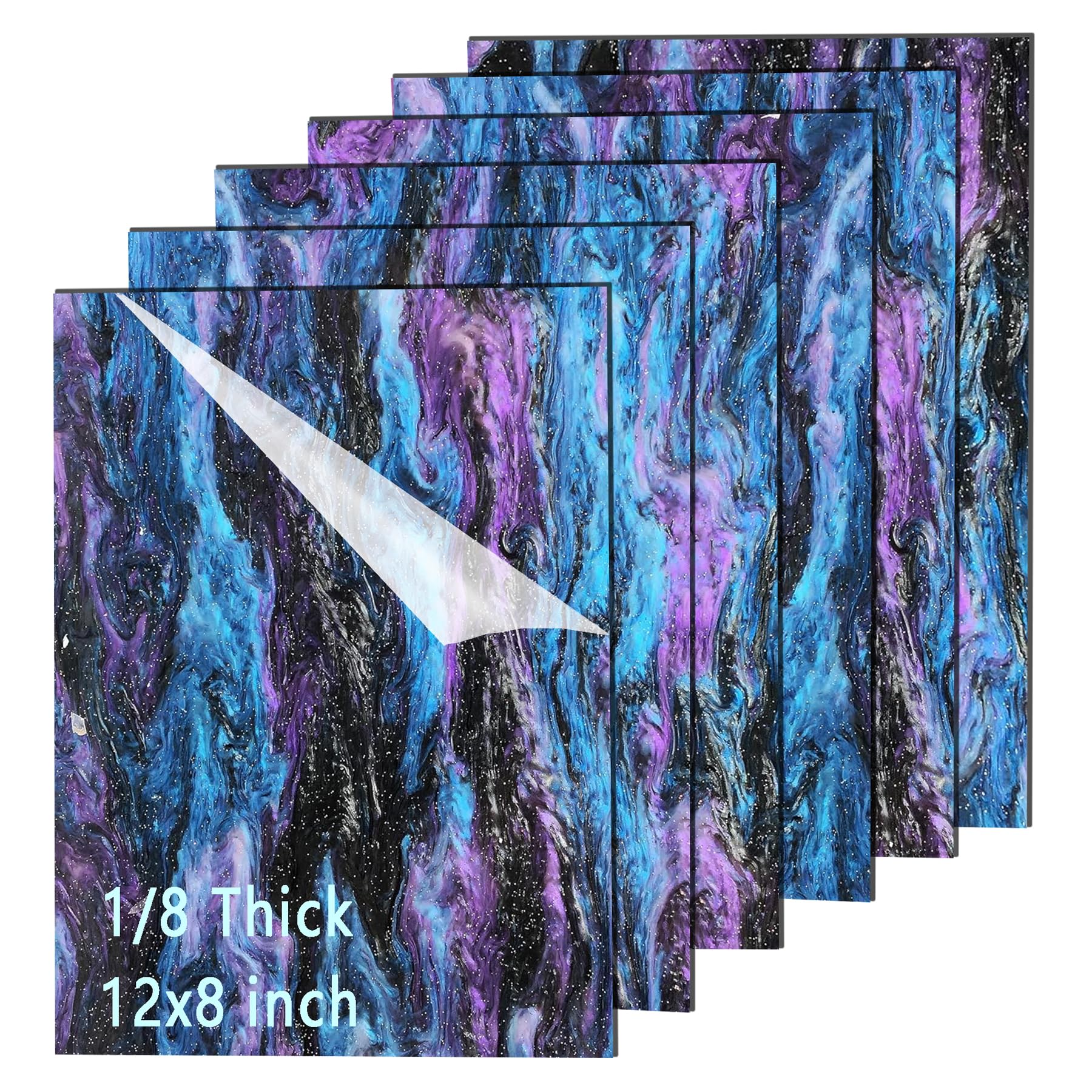 Glitter Acrylic Sheets - 6 Colors, Nebula Swirls -15